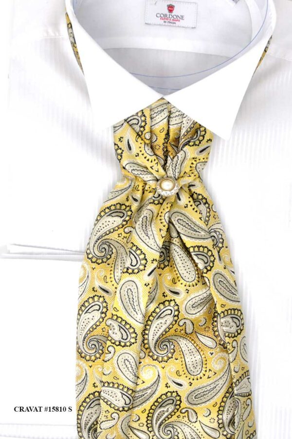 Wedding Cravat Tie Gold paisley