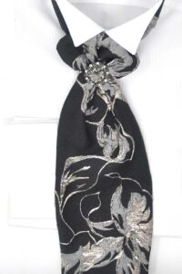 Black Silver Cravat Tie