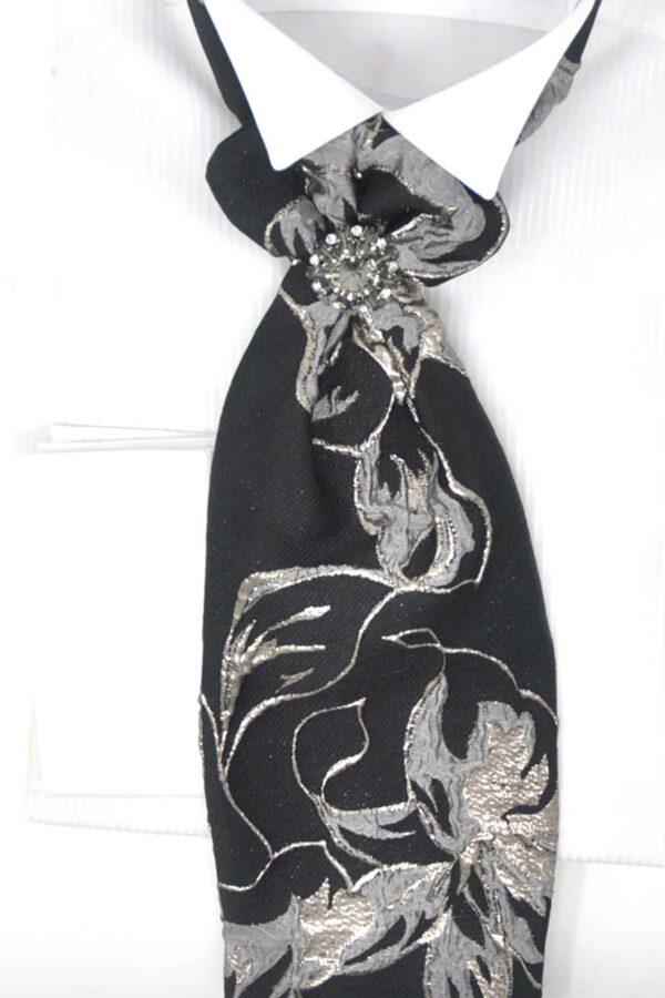 Black Silver Cravat Tie